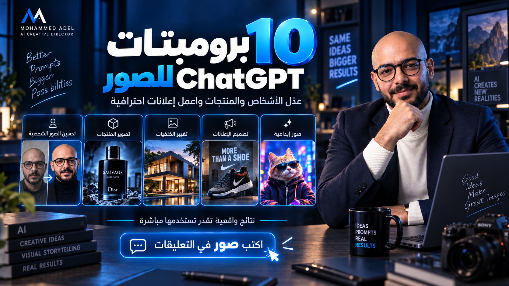 10 برومبتات ChatGPT للصور جاهزة للنسخ — تعديل الأشخاص والمنتجات وإعلانات احترافية في دقائق وبدون مصمم 🚀 - Manjmy - منجمي